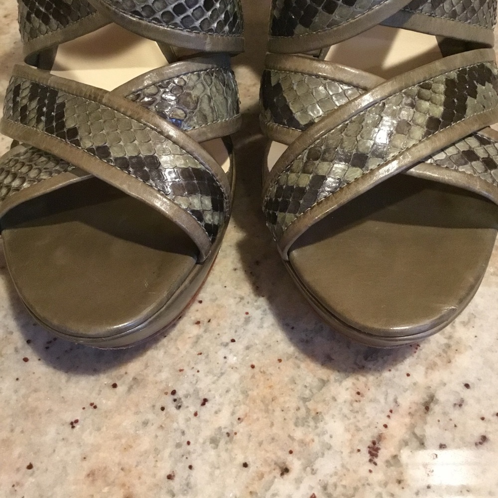 Alexandre Birman Python Leather Platform Wedge St… - image 7